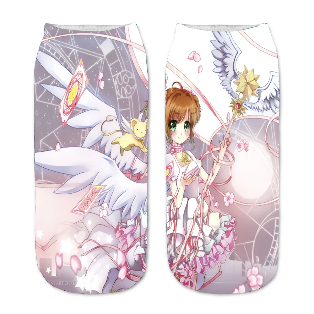 

Men Women Socks Anime Cardcaptor Sakura 3D Printed Cartoon Straight Socks Short teenager Kawaii Party Gift Ankle cute Sock