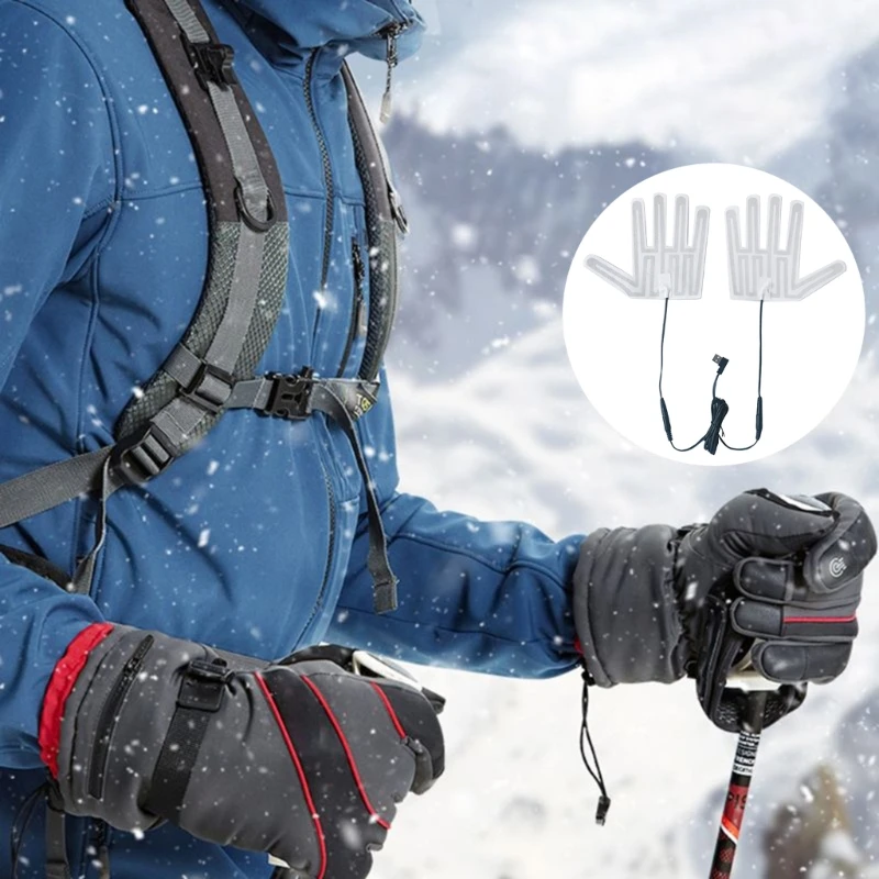 

1Set Portable USB Heating Gloves Pads Winter Heated Gloves Pad Heater Warmer Heated Mitten Sheet Ski Gloves Heating Pad