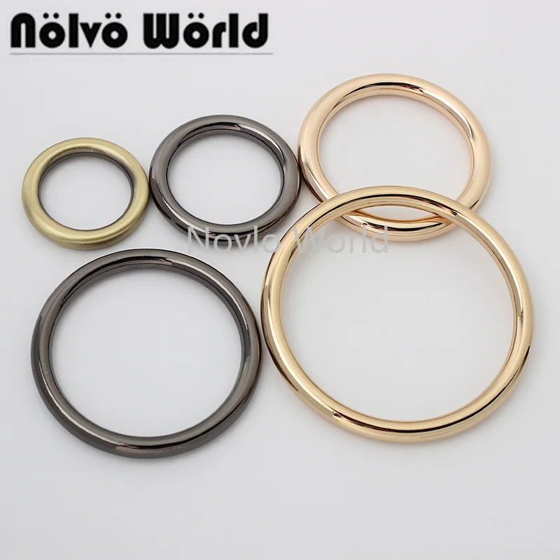 

10-50 pieces 5 colors 25 32 44 50 63mm 6.0mm wire alloy welded O rings for purse strap connector buckle o rings bag hardware