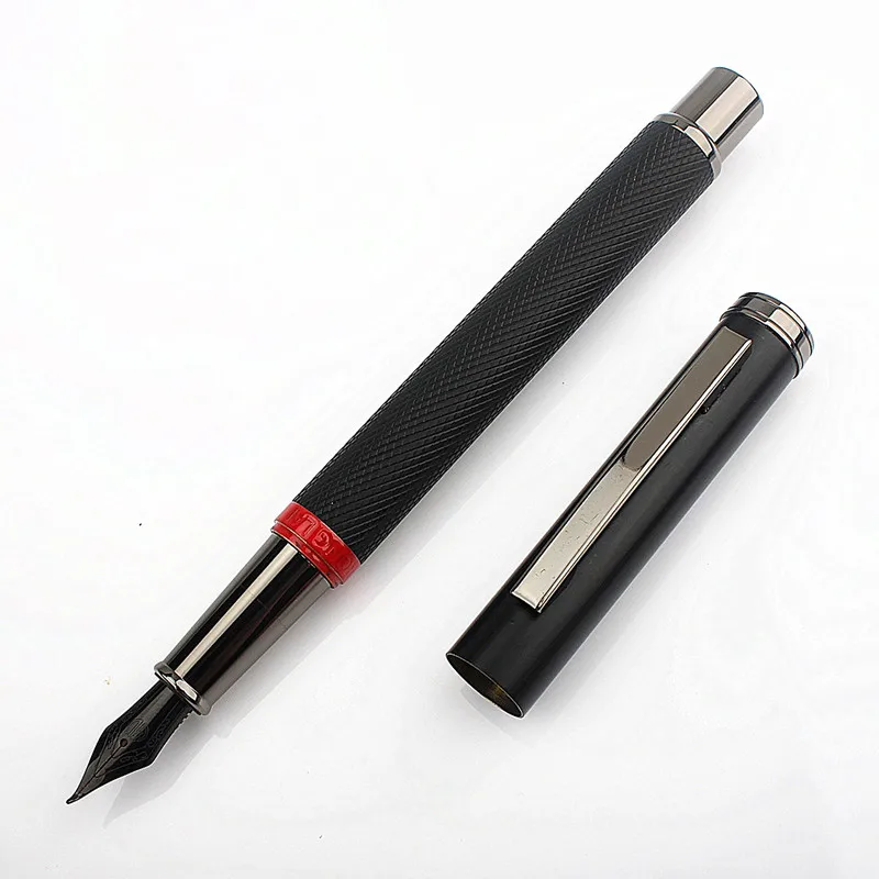 

New Forest Metal Series Black Fountain Pen Extra Fine 0.38mm Nib Writing black clip Bent 1.0mm nib