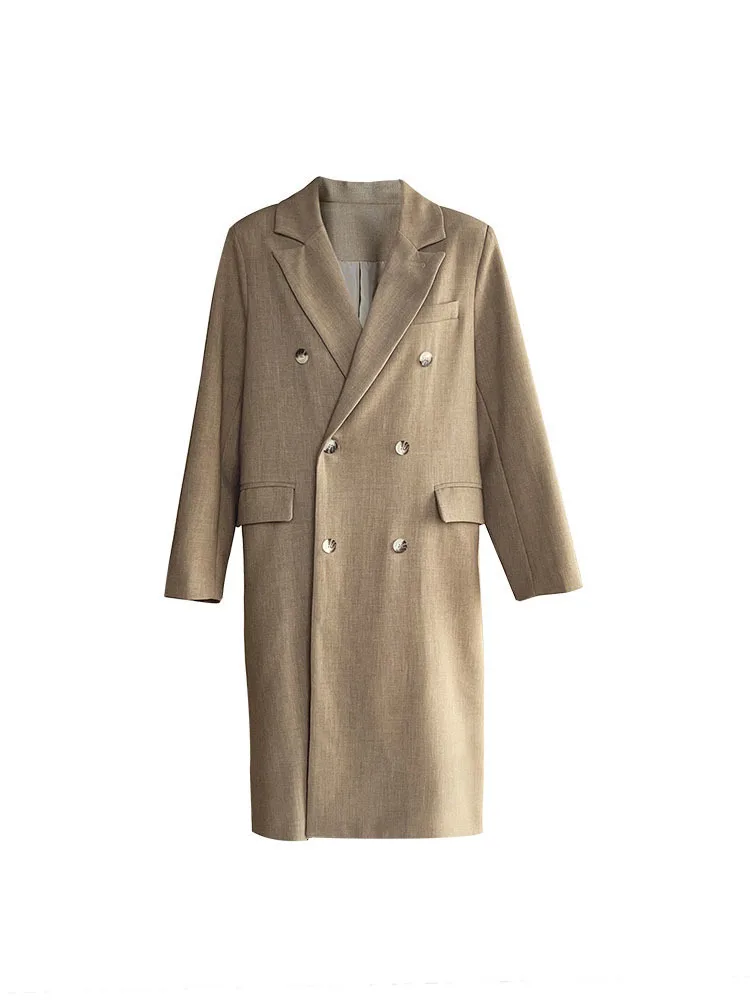 BZVW офисный женский длинный пиджак двубортный однобортный однотонный