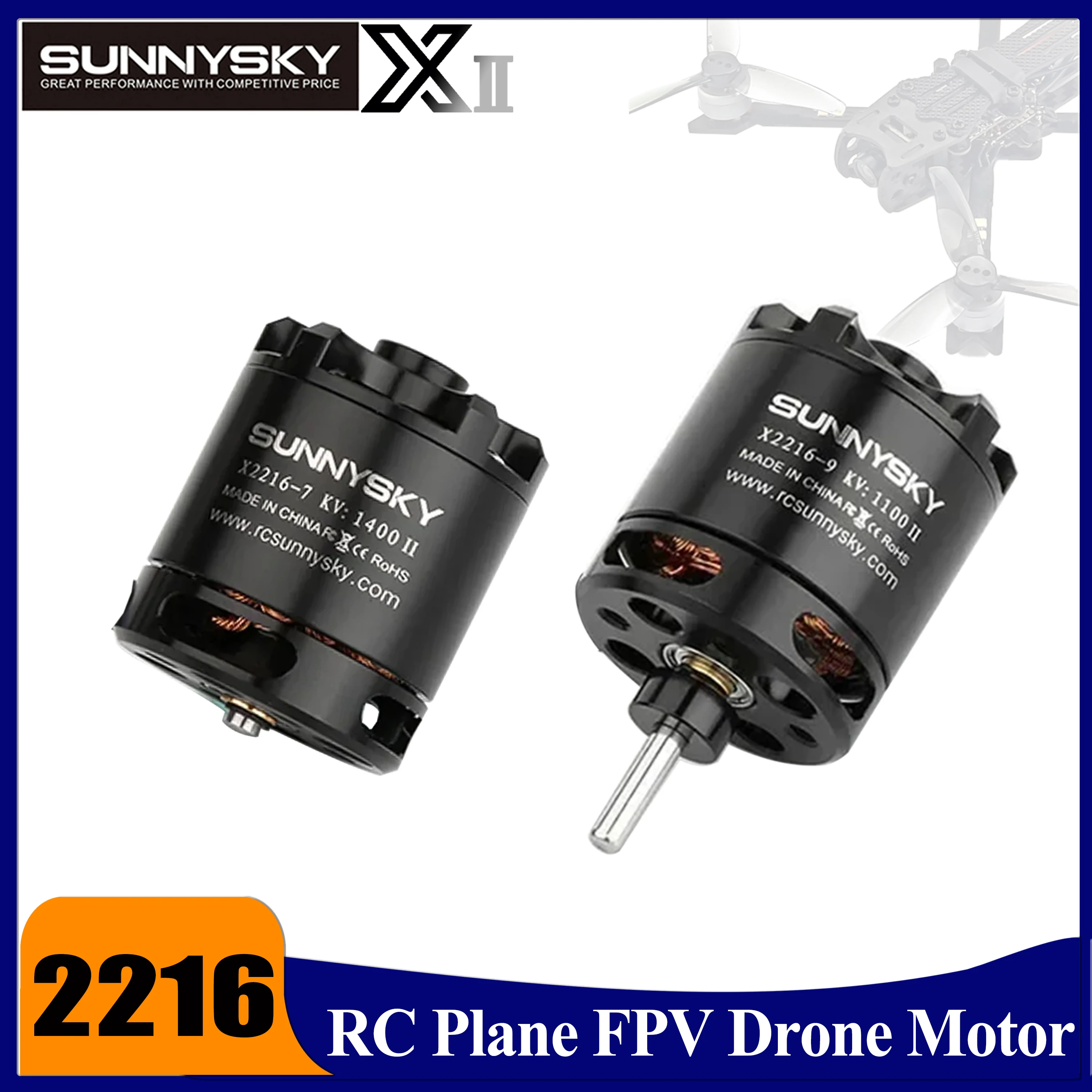 

SUNNYSKY X2216 II 2216 RC Plane FPV Racing Drone 880KV 1100KV 1250KV 1400KV 1800KV 2400KV Brushless Motor Fixed-wing Quotcopter