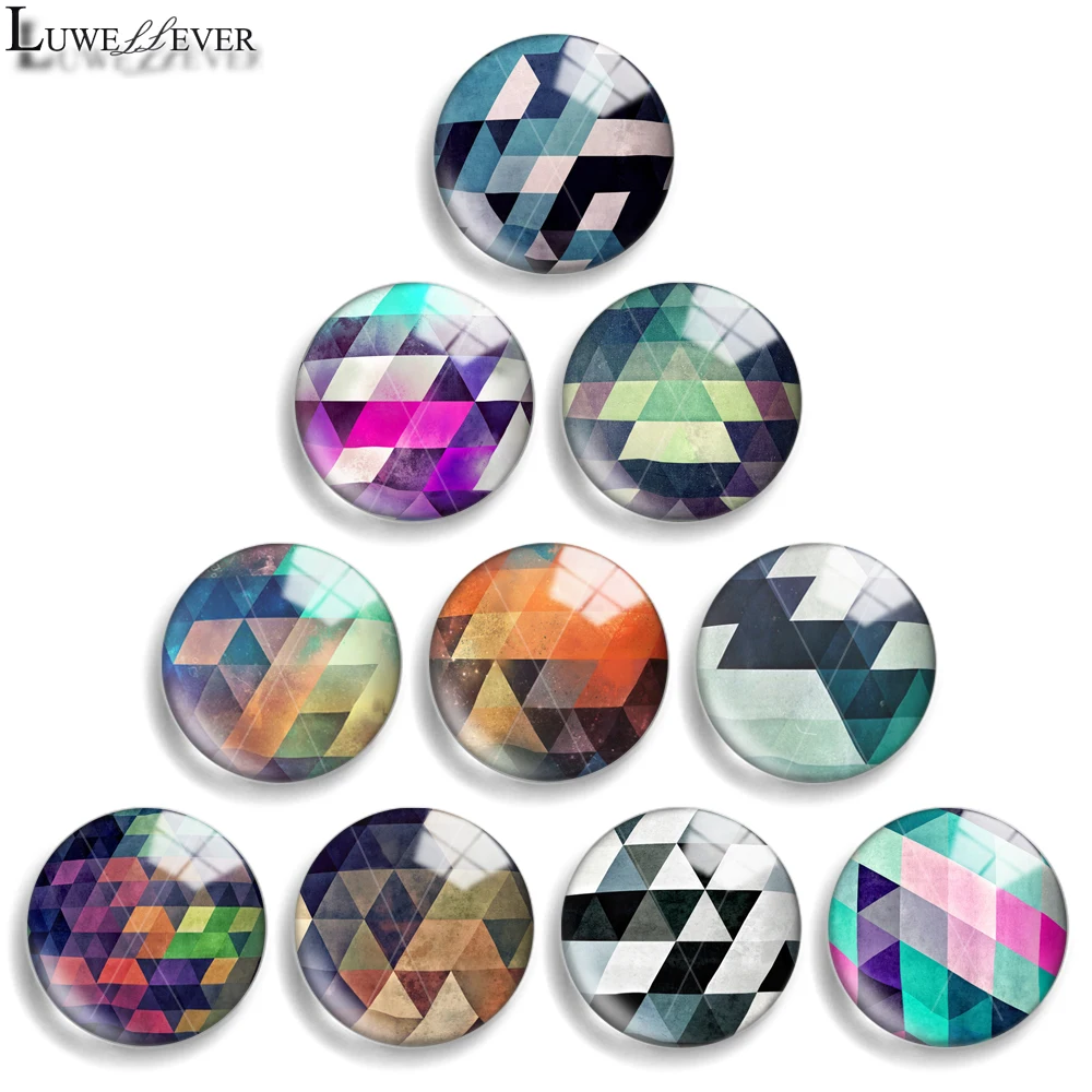 

10mm 12mm 20mm 25mm 30mm 40mm 815 Lattice Mix Round Glass Cabochon Jewelry Finding 18mm Snap Button Charm Bracelet