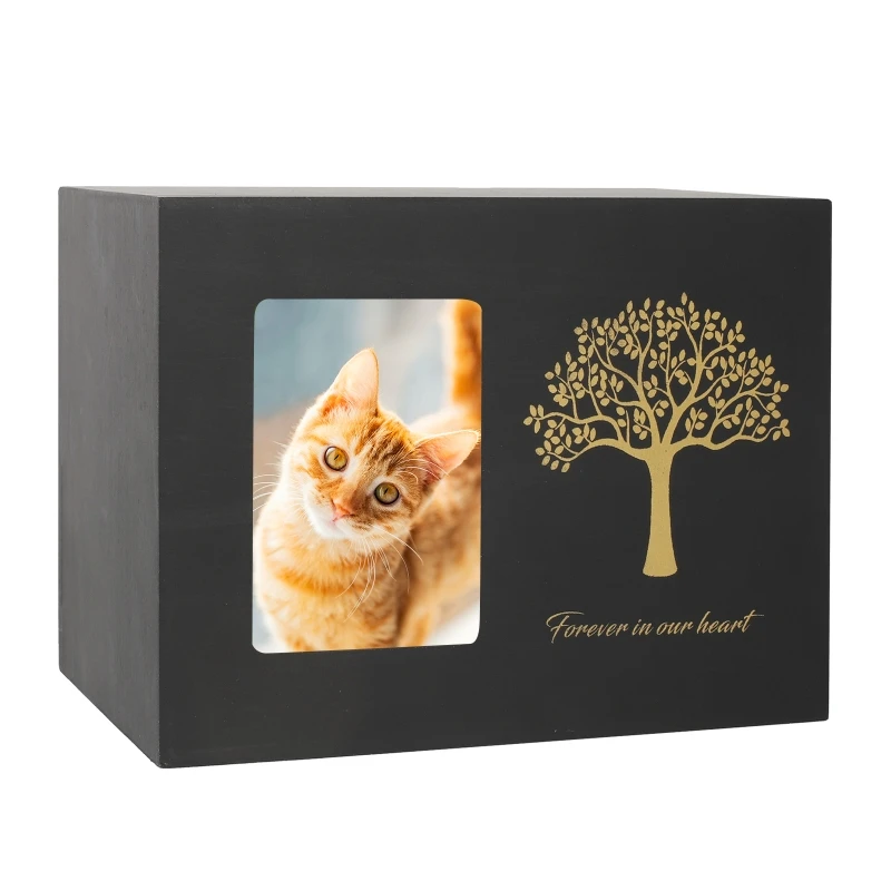 Pet Urns Wood Keepsake Memorial for Dogs/Cats Ashes Pets Memorial Gifts with Photo Frame Funeral Cremation Small Box