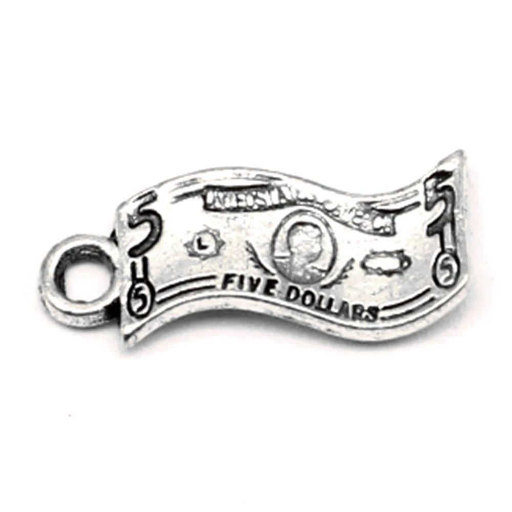 

200pcs Wholesale Jewelry Lots Dollar Charms Pendant Supplies For Jewelry Materials 8x18mm