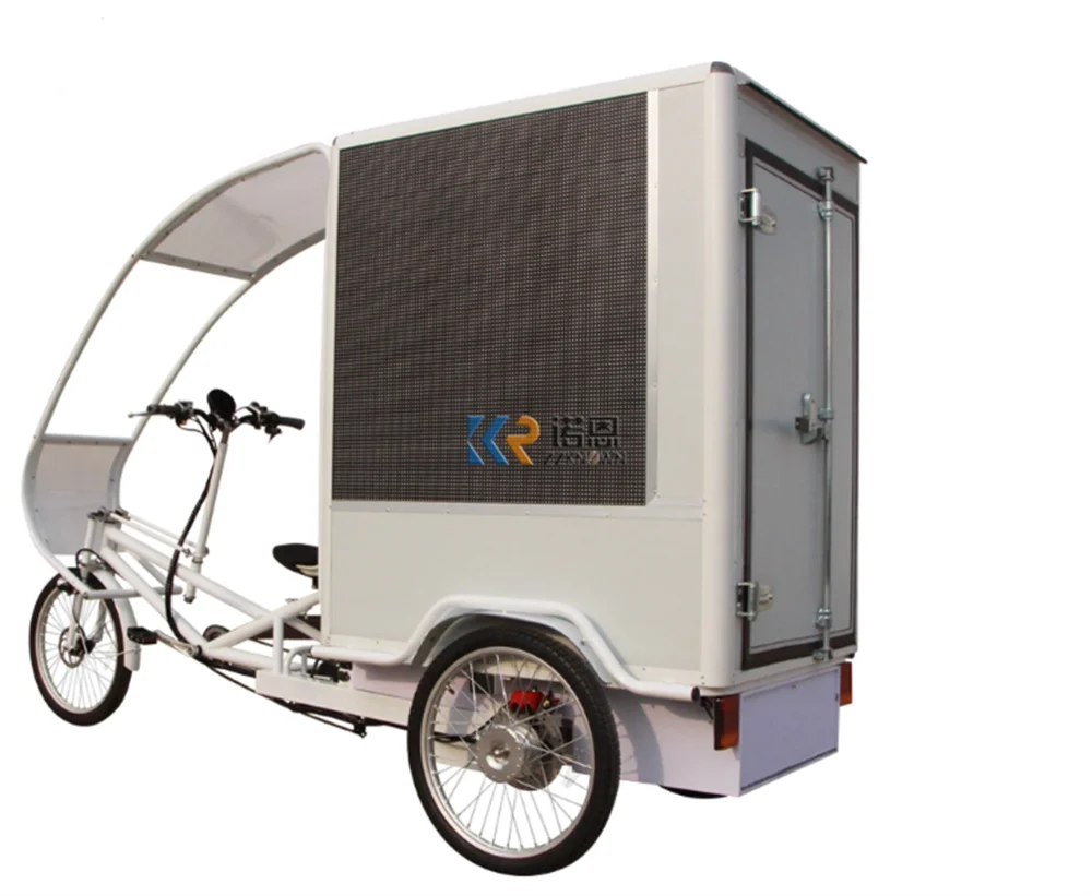 

New Style Advertisement Trike Elecric Cart Street Side LED Showing Words Electric Cargo Bike
