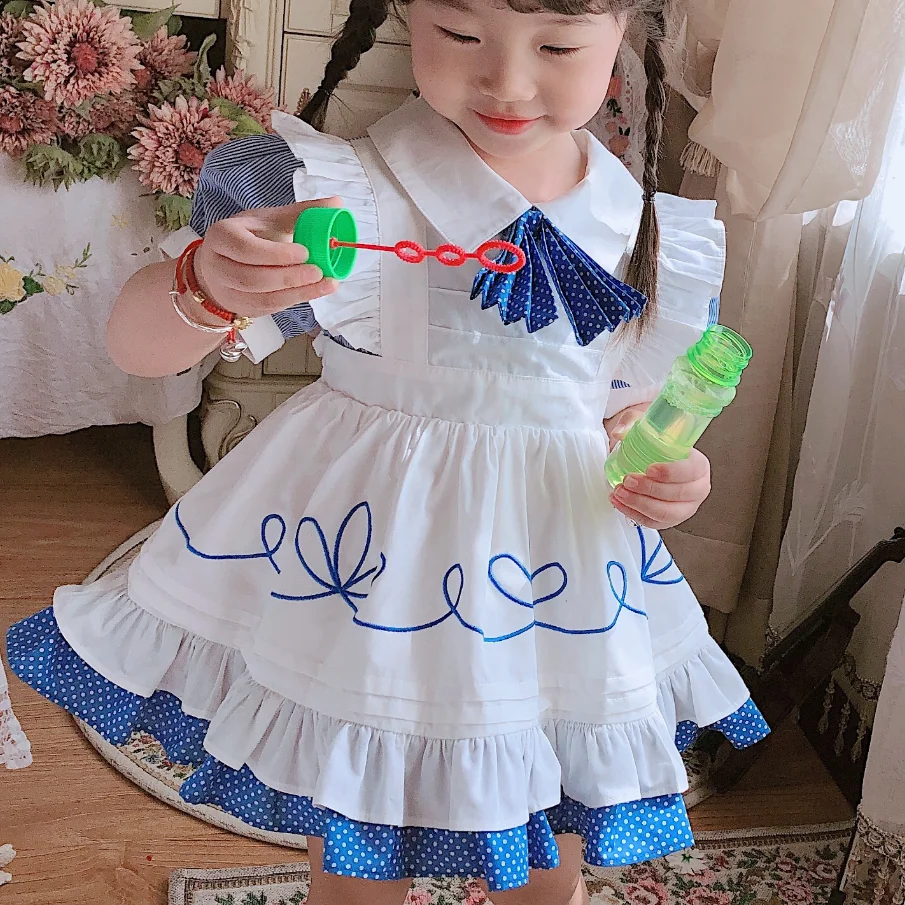 

baby girl Spanish princess dress vintage short sleeve polka dot sweet cute kids birthday party ball gown dress