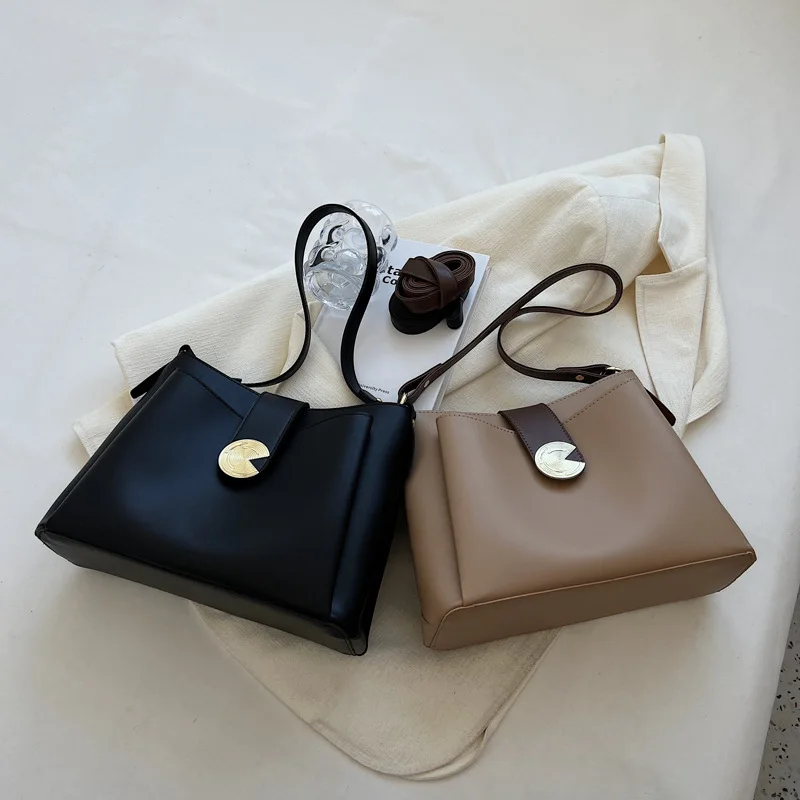 LOERSS Women's Casual PU Leather Shoulder Bags Solid Color Fashion Zipper Crossbody Bags 2023 New Designer Satchels HandBags