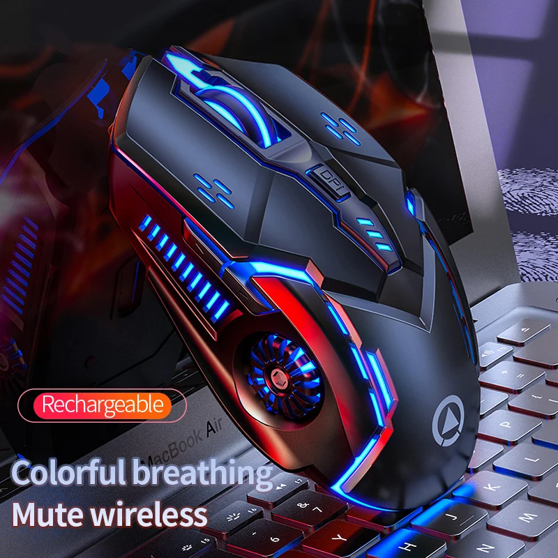 

New Luminous Silent Wireless Gaming Mouse Rechargeable Rainbow Color Mute Computer Mouse Pink Ergonomic Mause for Laptop Gamer