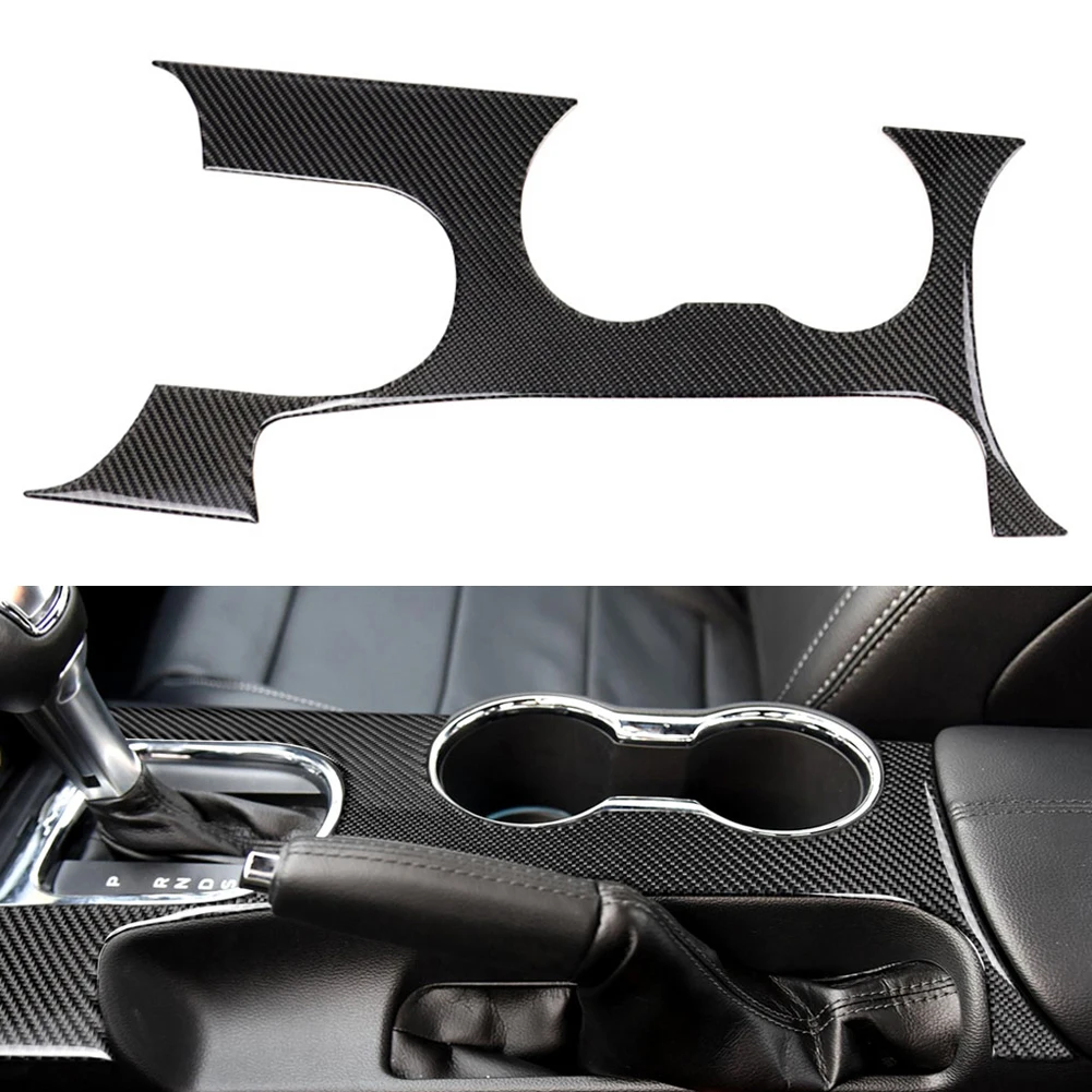 

1pc Interior Gear Shift Panel Decoration Sticker Cover Trim Carbon Fiber Black For Ford For Mustang 2015-up Interior Accessories
