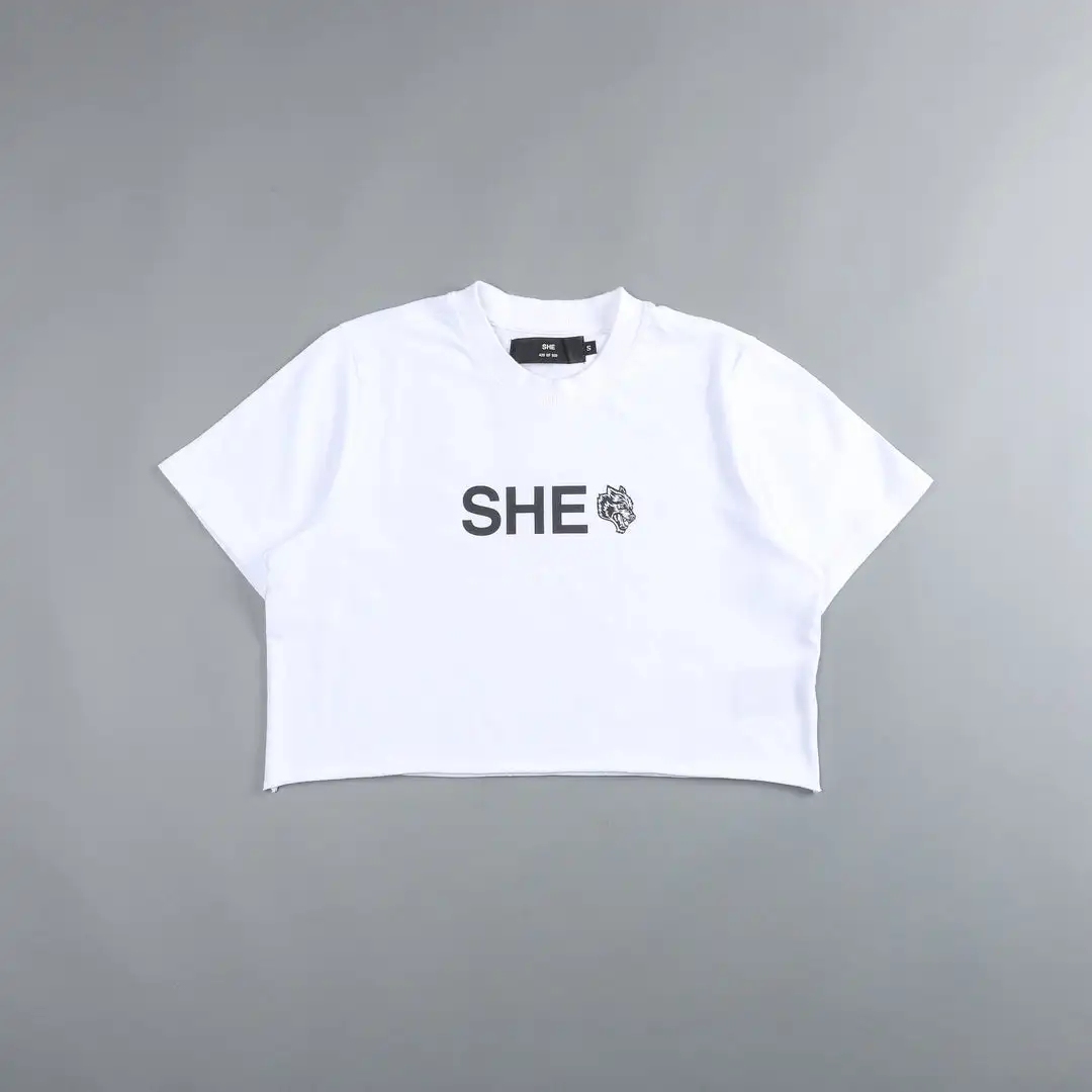 Darc She Shirt Women Crop Sports Tops Femme Fitness Yoga T Shirt Gym Sportswear High Quality Tee Crossfit Workout Loose Cropped