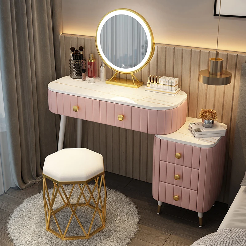 

Vanity Makeup Dressing Table Mirror Bedroom Modern Makeup Table Mirror Desk Pink Drawers Coiffeuse De Chambre Luxury Furniture
