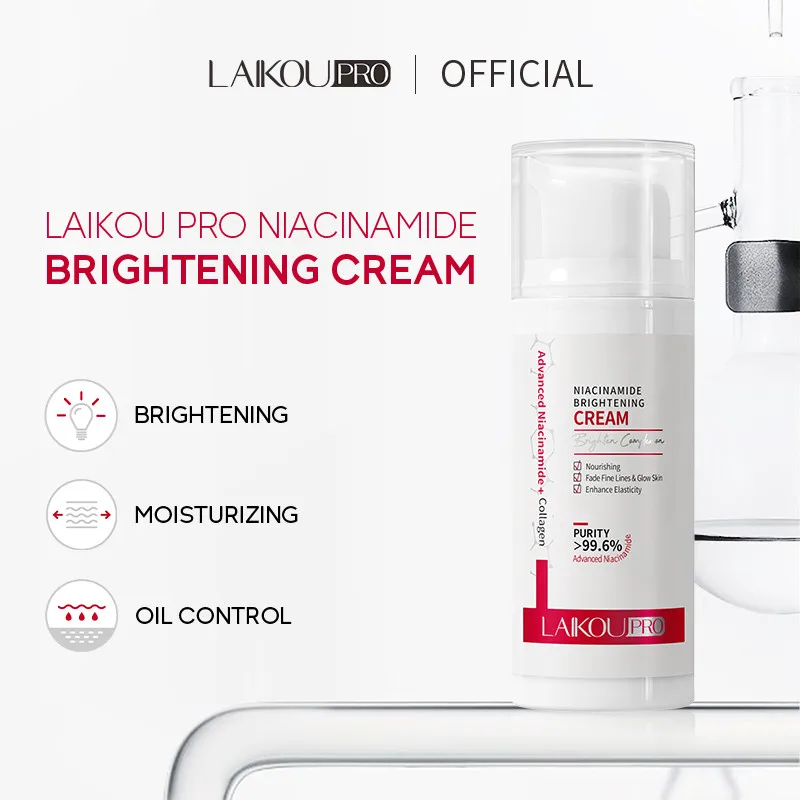 

Осветляющий крем LAIKOU Pro Niacinamide, мгновенное улучшение кожи, увлажнение, питание, отбеливание, эссенция, красота, здоровье, уход за кожей