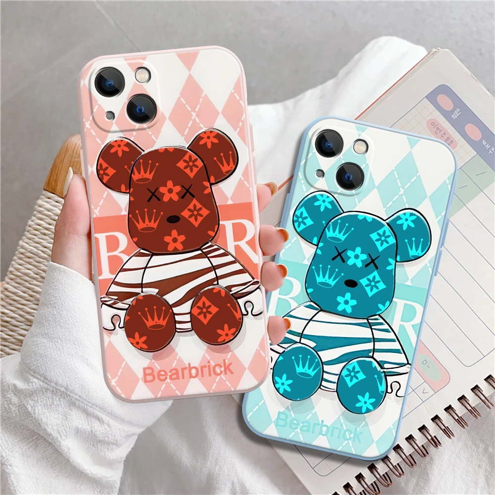 Клетчатый чехол для телефона с куклой и медведем iPhone 13 12 11 Pro Mini X XR XS MAX 6 7 8 Plus