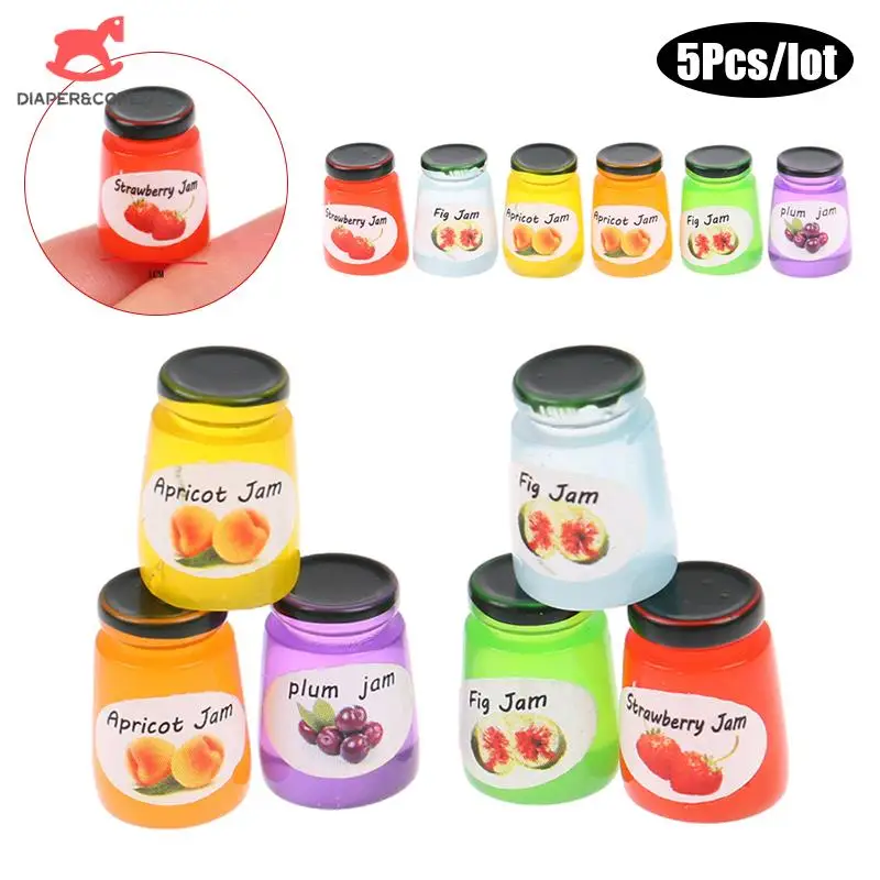 

2/5pcs Multicolor Jar Ketchup Sauce Jam Salad Mini Coffee Kitchen Accessories For Dollhouse Miniature Dinner House