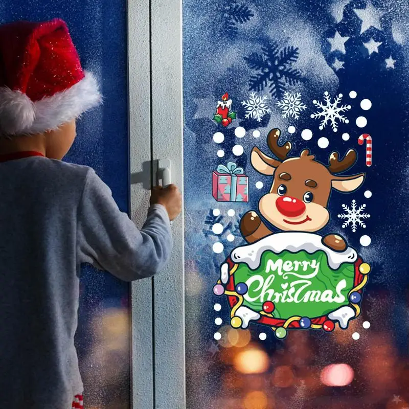 Зимние оконные наклейки Рождественский мультяшный Снеговик Наклейки домашний