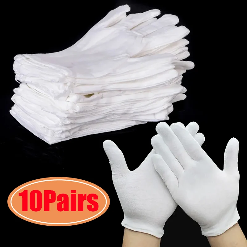 

10 пар = 20 шт., рабочие перчатки из высококачественного белого хлопка