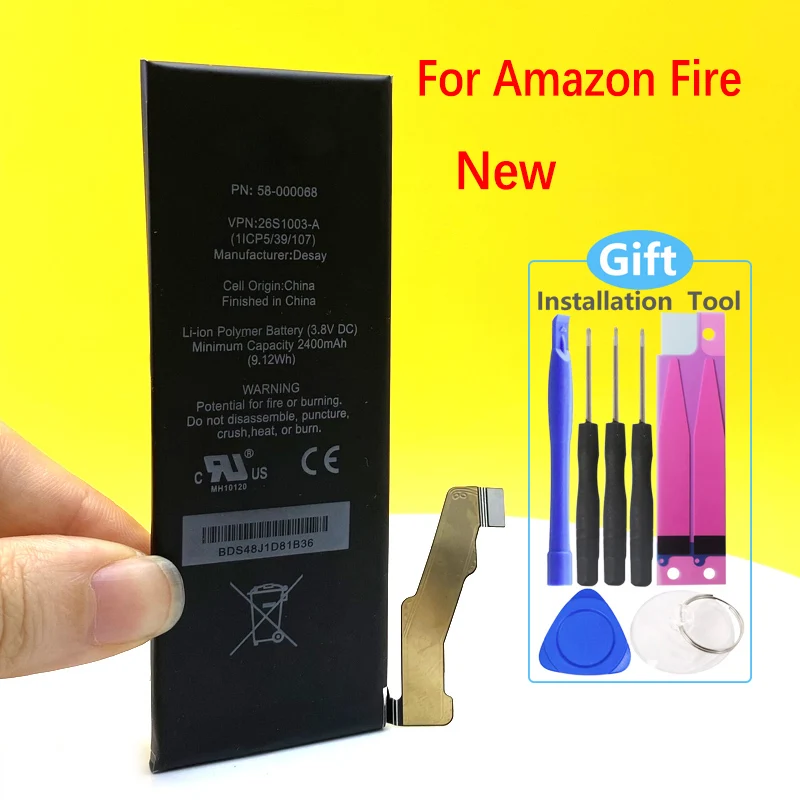 В наличии Аккумулятор для Amazon1 Fire 2400mAh 58-000068 26S1003-A Высокое качество + номер отслеживания