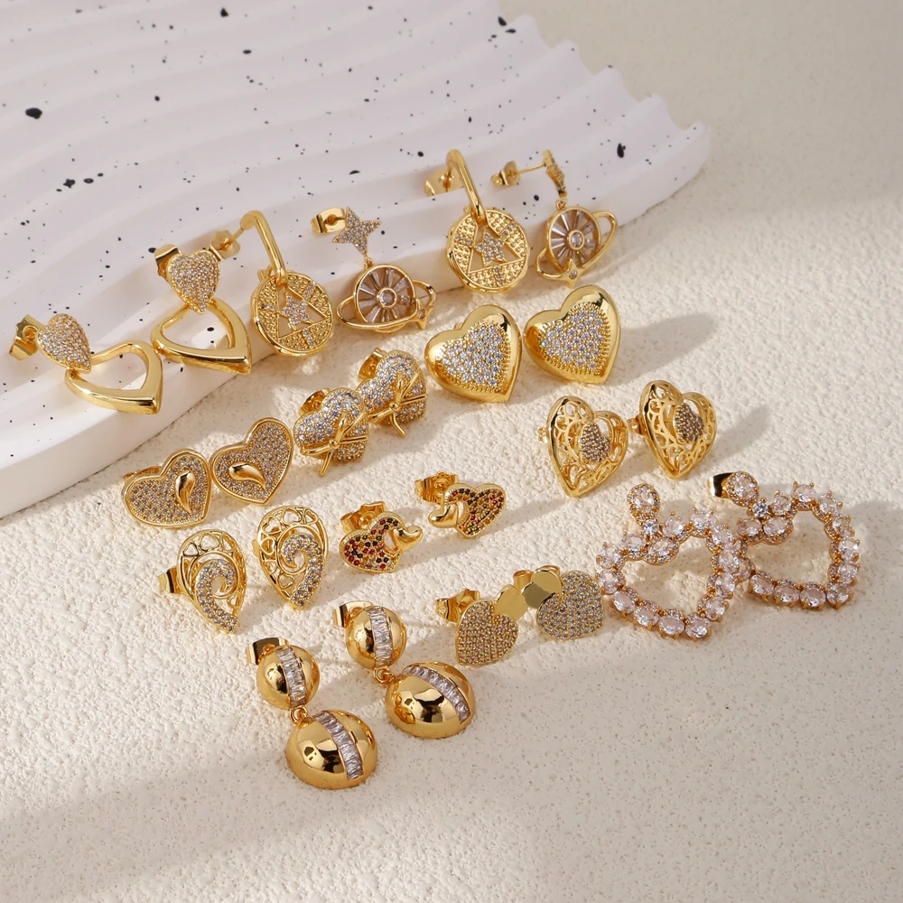 Модельер Серьги-подвески В Форме Сердца С Микроинкрустацией Fianit Минималистичные