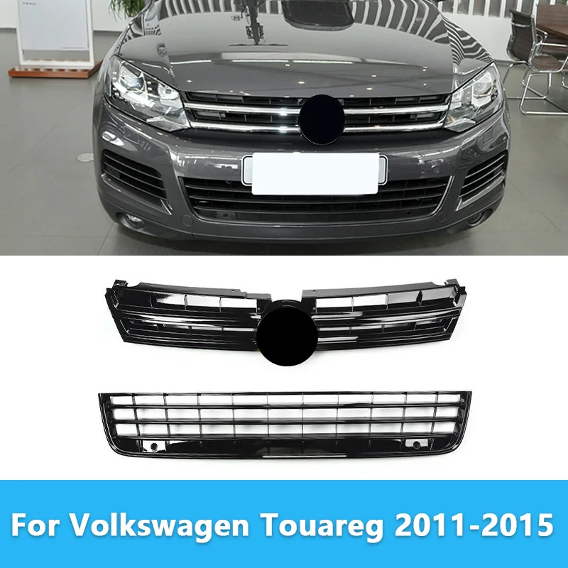 Фото Для Volkswagen Touareg 2011-2015: решетка переднего бампера, 1 комплект сетки решетки переднего бампера. №1