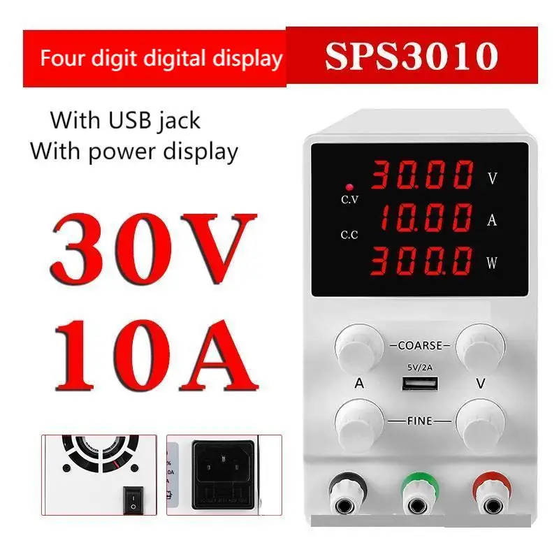 

Adjustable power supply fixed output DC regulated 30v10a USB jack SUSWE