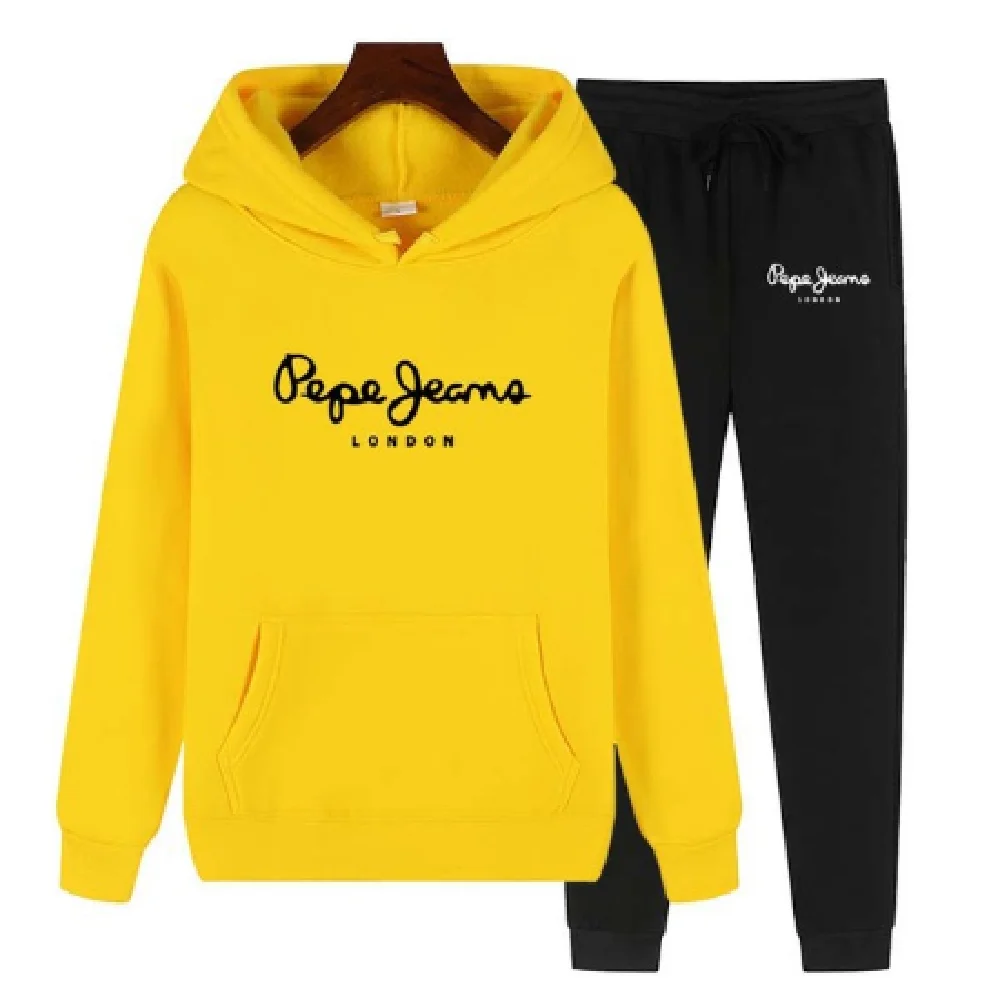 

Women's sportswear autumn and winter new 2-piece fleece hooded sportswear fashion trend ladies street sports suit