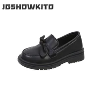 girls leather shoes soft sole 2022 round toe versatile slip on children fashion british style non slip black uniform school shoe