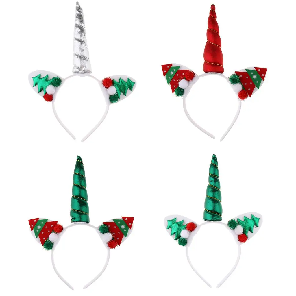 

Christmas Unicorn Headband Costume with Shiny Tree Ears