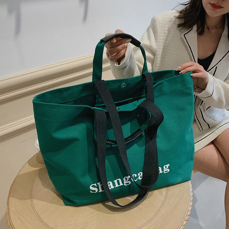 Купи Solid color Canvas bags for women 2022 new High capacity Casual Tote travel Messenger shoulder bag Shopper bags women's handbag за 1,462 рублей в магазине AliExpress