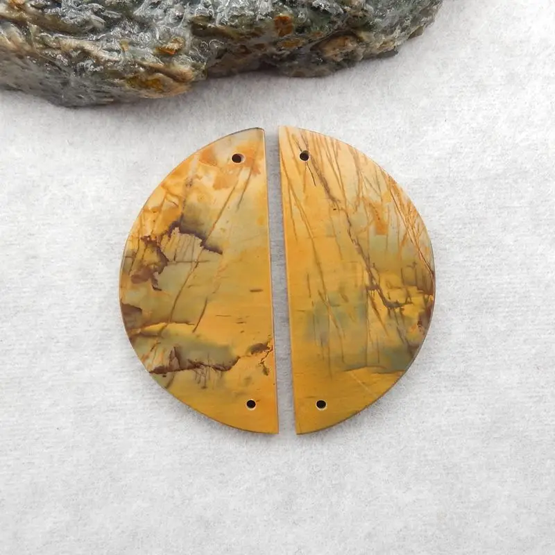 

Semiprecious Natural Stone Multi-Color Picasso Jasper Gemstone Fashion Double Holes Women Earrings Accessories 41x20x3mm 11g