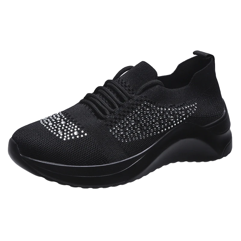 

New 2022 Fashion Weave Women's Vulcanize Shoes 43 Comfortable Mesh Soft Platform Sneakers Outdoor Walking Non Slip Women's Shoes
