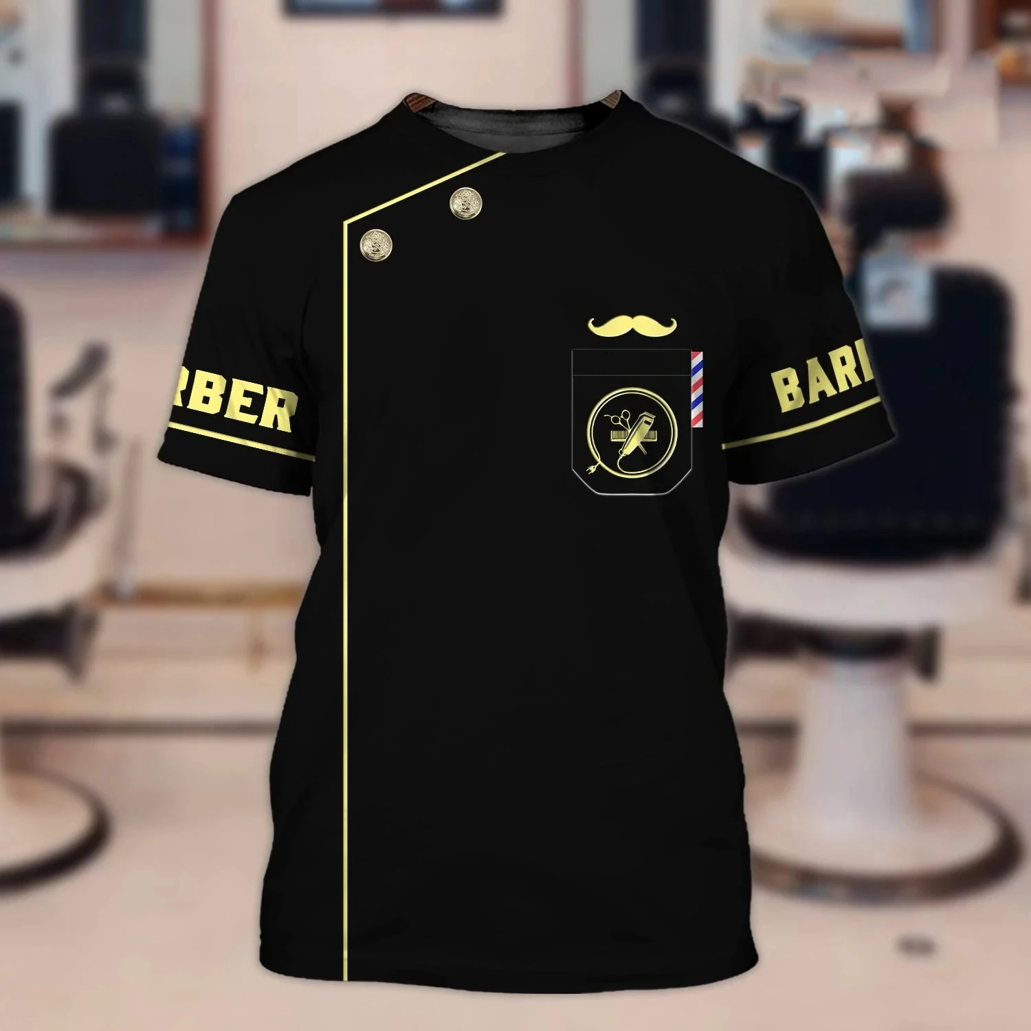 

Hot Sale Barber Shop Men's T Shirt Tops 3D Print Custom Personalized Short Sleeve Pullover Male Summer Fashion Cool O Neck Tees