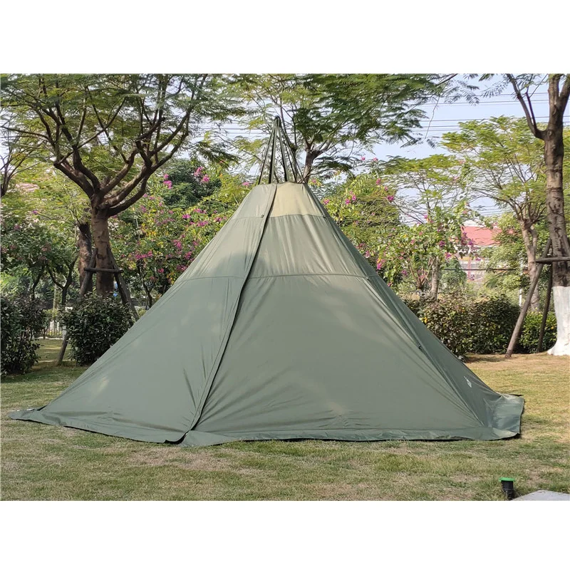 

A6 Large Size Pyramid Teepee Tent with A Chimney Hole Tower Smoke Window Park Survival Single Layer Indian Tourist Outdoor Camp