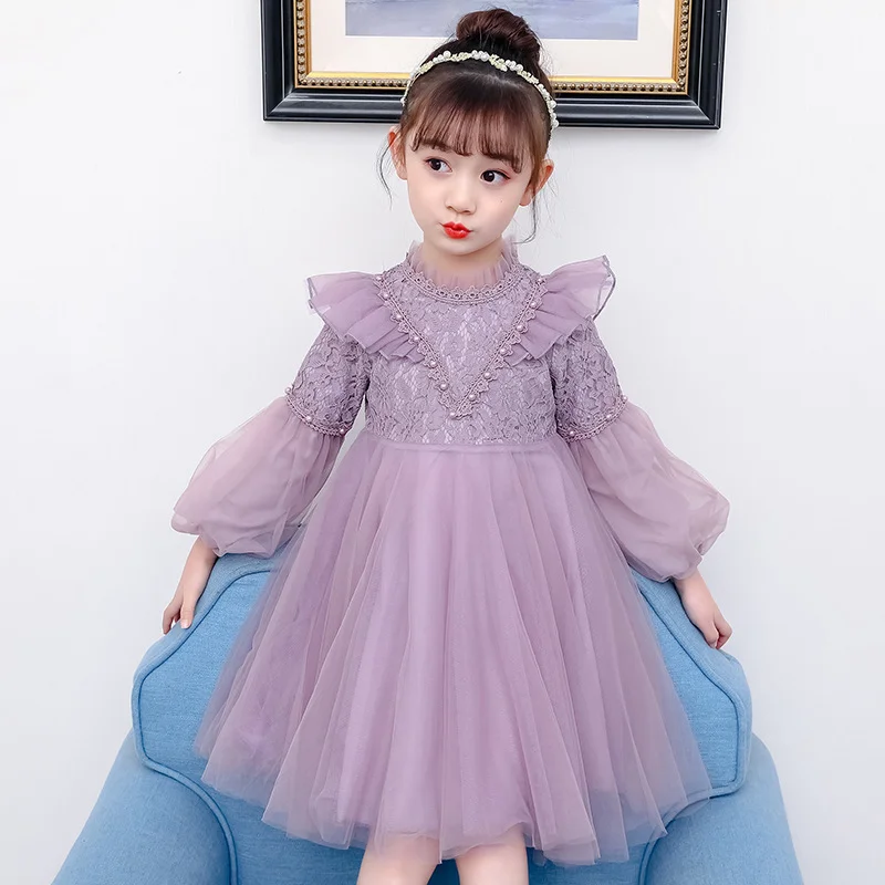 

Детское платье с длинным рукавом, с круглым вырезом, на весну и осень