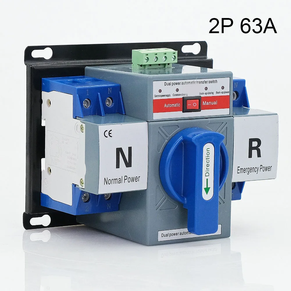 

63A Automatic Dual Power Automatic Circuit Breaker Transfer Switch Generator CB Micro-break Type 2P 63A 220V 4P 63A 400V