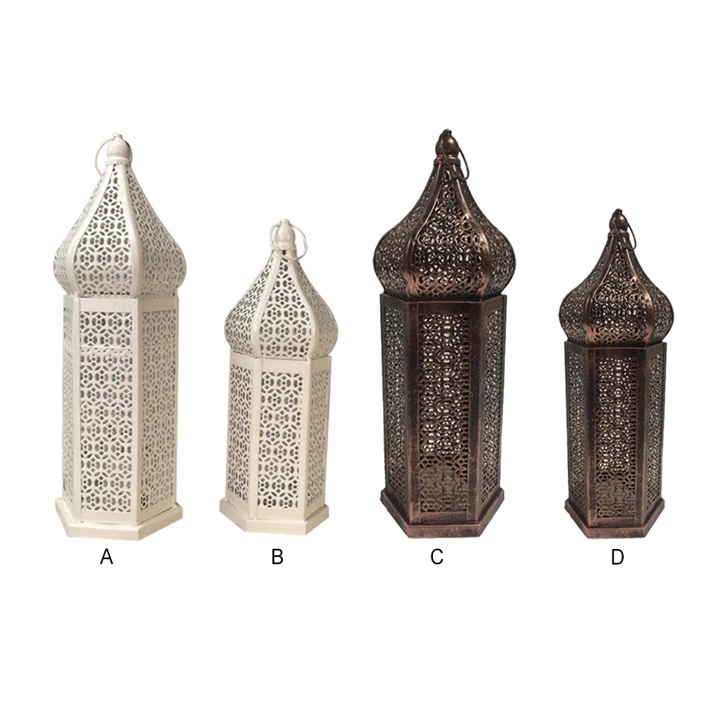 

Table Light Indoor Hollow Lantern Metal Decorative Night Lamp Holiday Ornament Decoration Battery Operated White Large