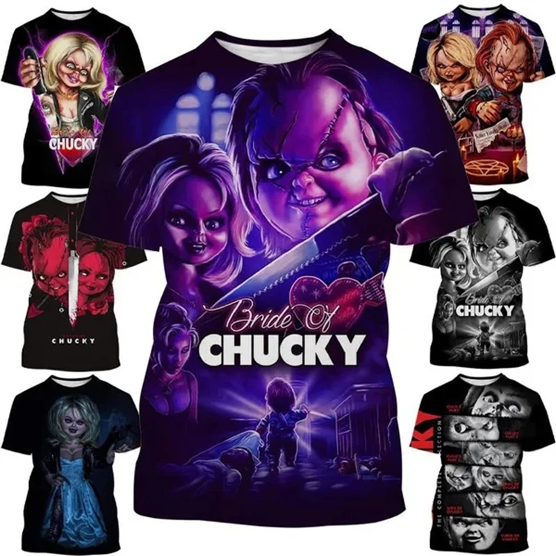 

New Arrivals Men Summer T Shirt Horror Movie Bride Of Chucky T-Shirt 3D Print Mens Short Sleeve TShirt Hip Hop Unisex Casual Top
