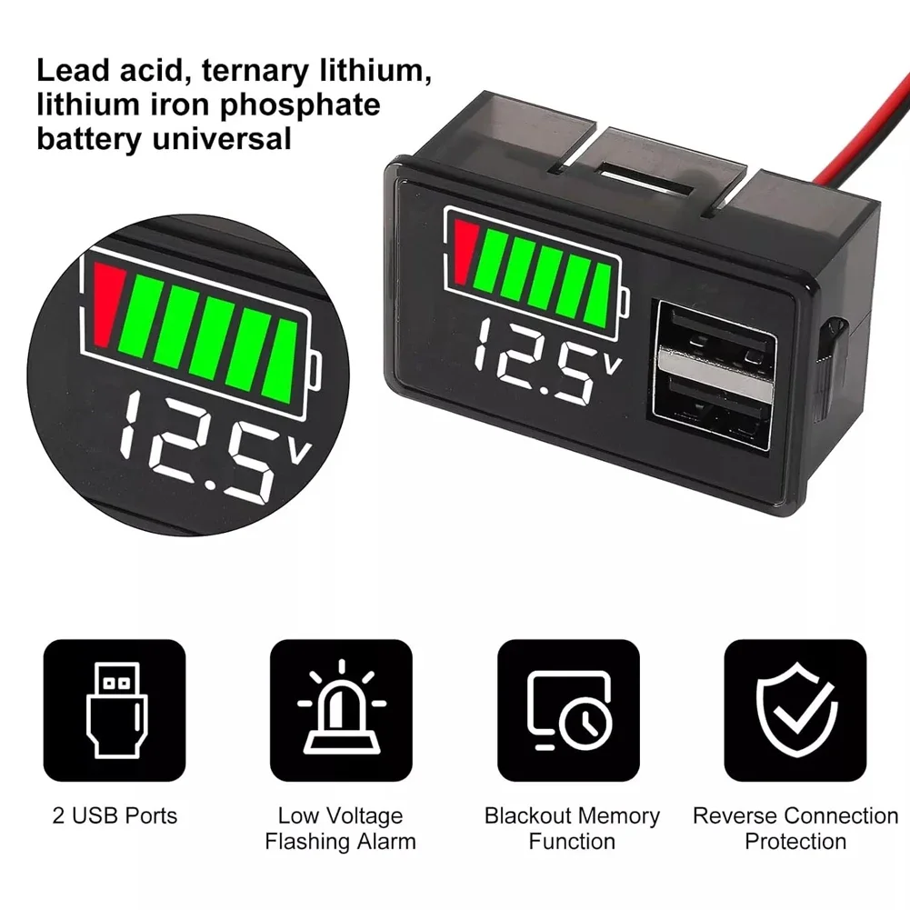 Зарядное устройство для аккумулятора 8-30 в с двумя USB-портами