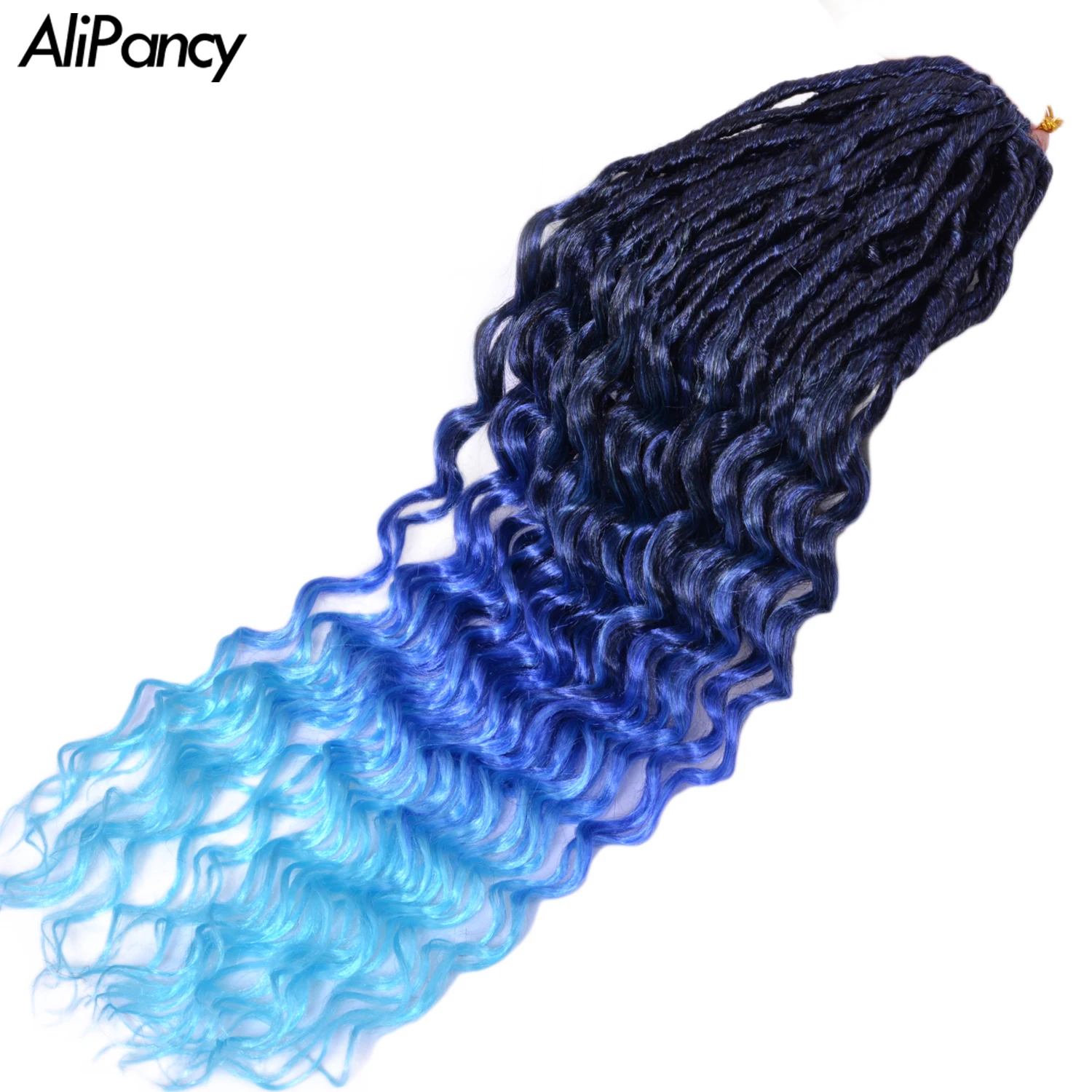 

For Women Synthetic Goddess Deep Wave Faux Locs Crochet Braids Fluffy Braiding Hair Extension 22inch Ombre Color Soft Locks Hair