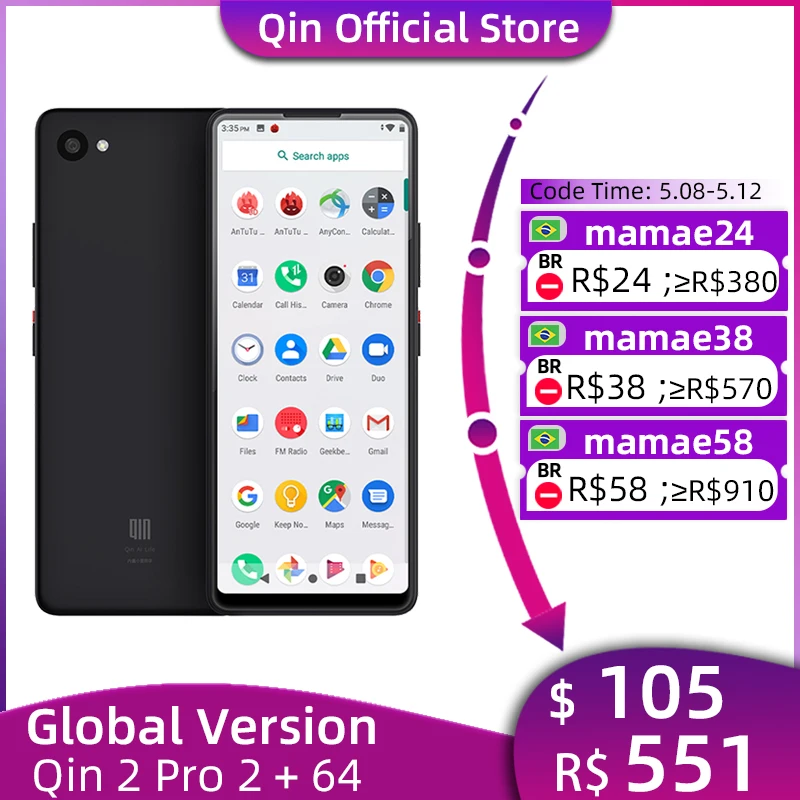 Смартфон глобальная версия QIN 2 Pro + 64 ГБ 5 '' 576*2100 p задняя камера 13 МП