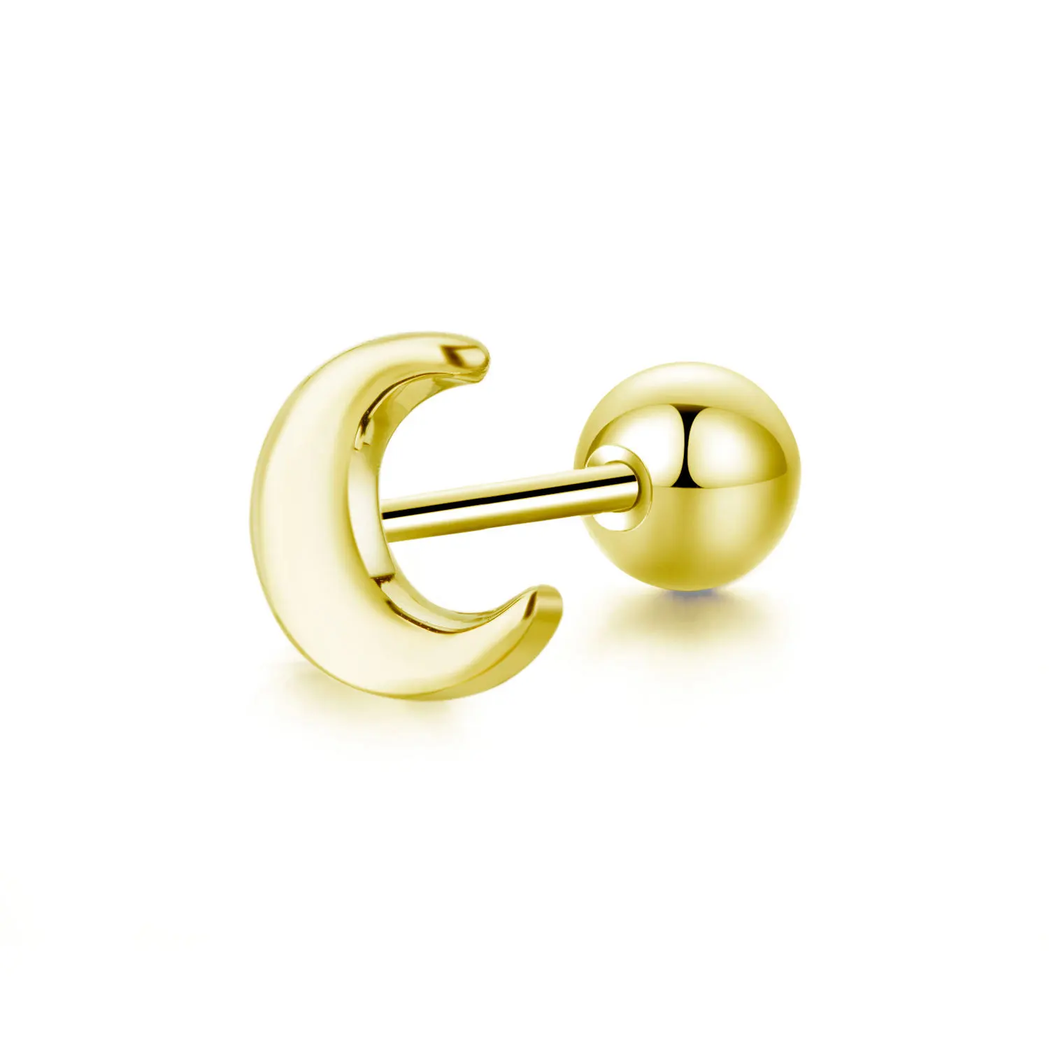 Серьги-гвоздики из нержавеющей стали с цирконом в форме Луны