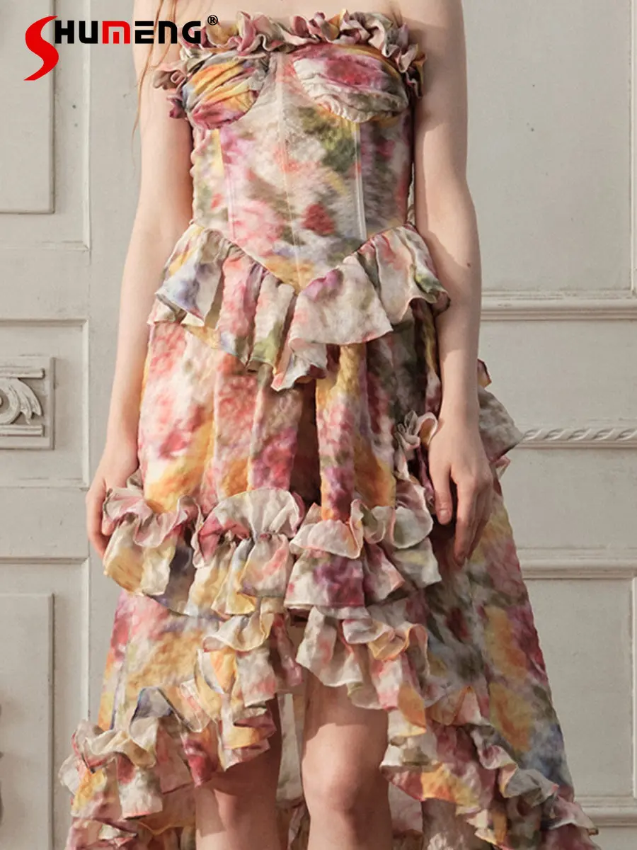 

Женское асимметричное платье выше колена, элегантное Привлекательное платье с открытыми плечами и цветочным принтом, лето 2023