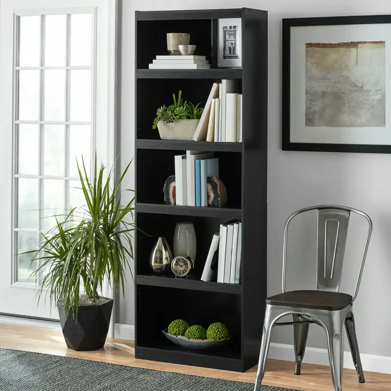 

5- Bookcase, Black Oak