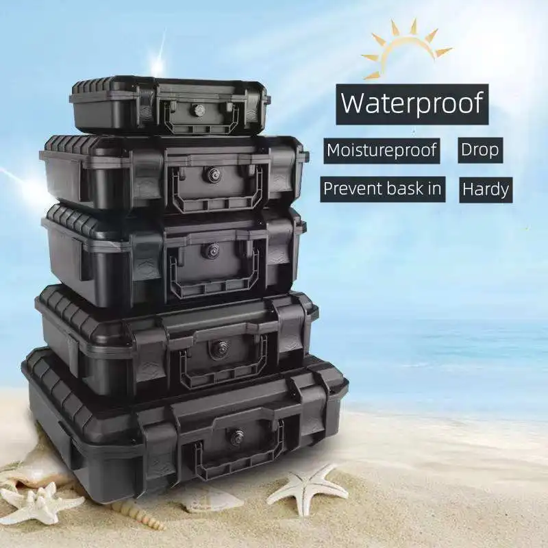 Waterproof Shockproof Toolbox Portable Plastic Instrument Case Phone Electronic Gadgets Airtight Outdoor Case with pre-cut foam