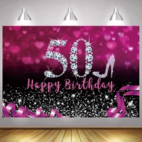 50th photo backdrop women men happy birthday party decoration balloon fifty years old lady photography backgrounds banner