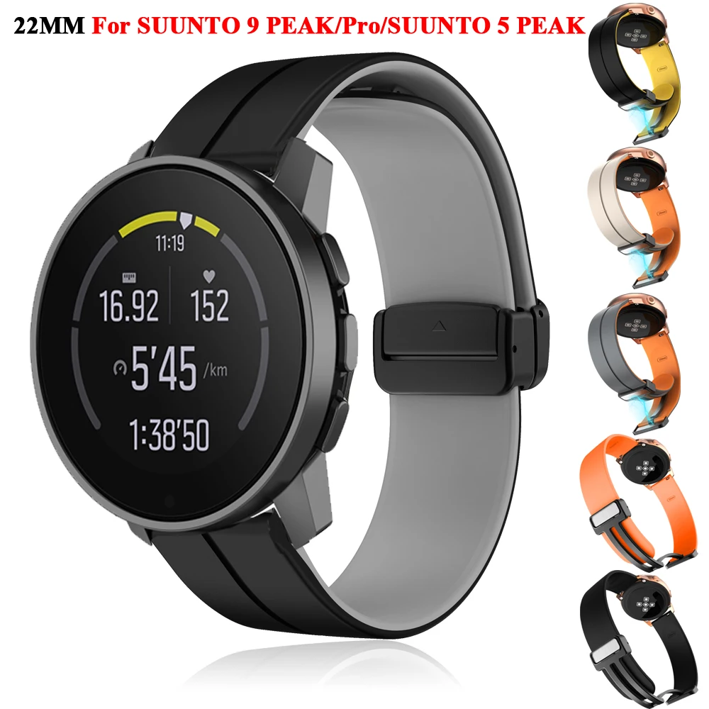 

22mm Replacement Watch Straps For SUUNTO 9 PEAK Pro Bracelet For SUUNTO 5 Peak/Oneplus Bands Magnetic Buckle Silicone Wristbands