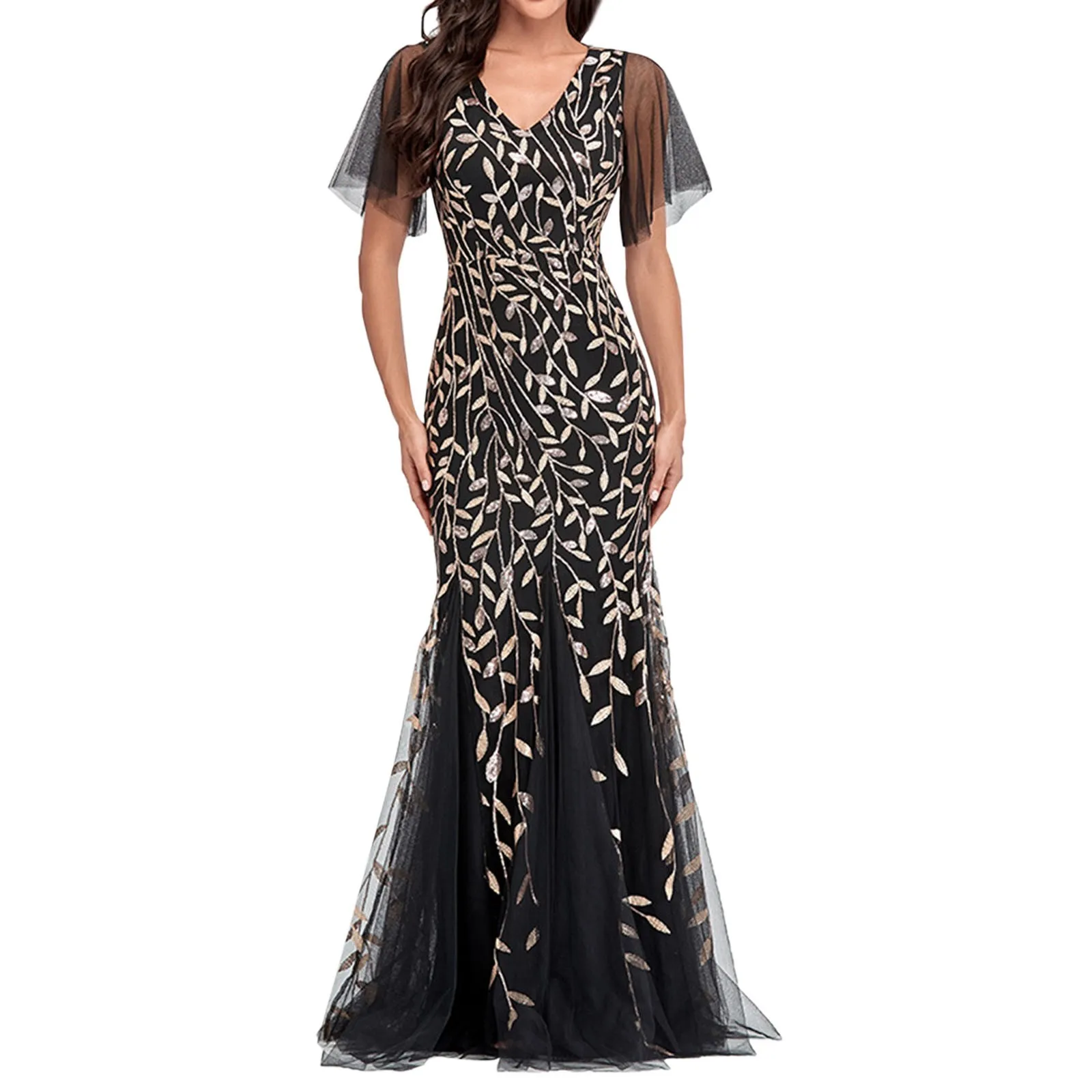 

Dresses for women 2022 Formal dresses for women Sequin Evening Dress Embroidery Maxi Mermaid Party Gown