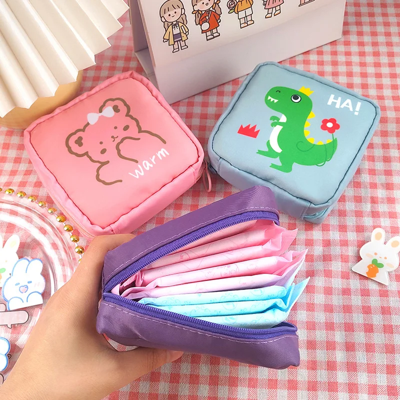 

Women Makeup Organizer Bag Cartoon Cute Girl Lipstick Cosmetic Bags Beautician Makeup Pouch Sanitary Pads Toiletry Beauty Case