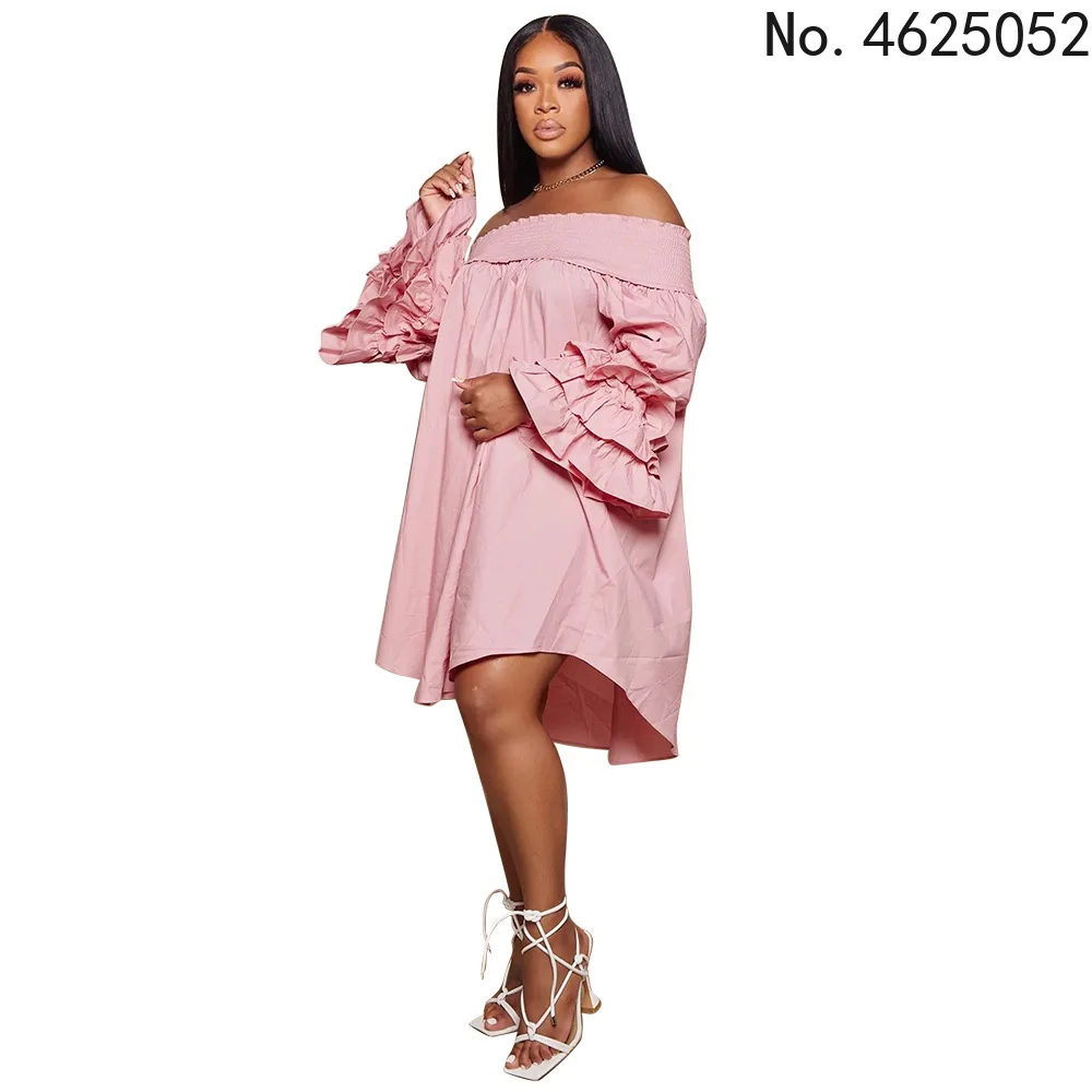 

Весна-Осень 2022, Африканское женское платье с длинным рукавом из полиэстера, розовое, розовое, красное платье до колен, африканская одежда дл...