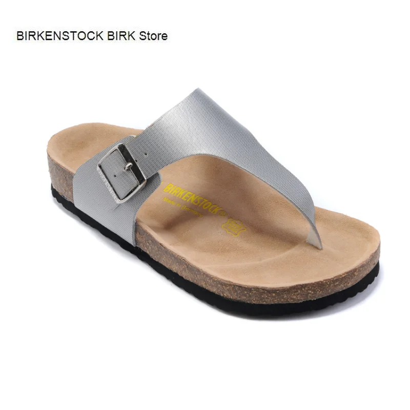 Free Shipping BIRKENSTOCK BIRK Cork Slippers for Comfortable and Versatile Men's T-shaped Sandals Medina Series Women Size 35-46